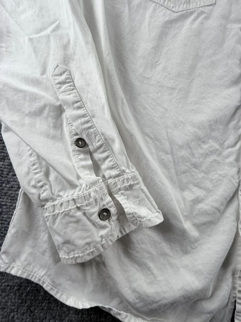 True Religion White Button Up Shirt Men Long Sleeve Large Slim Fit Pockets Urban